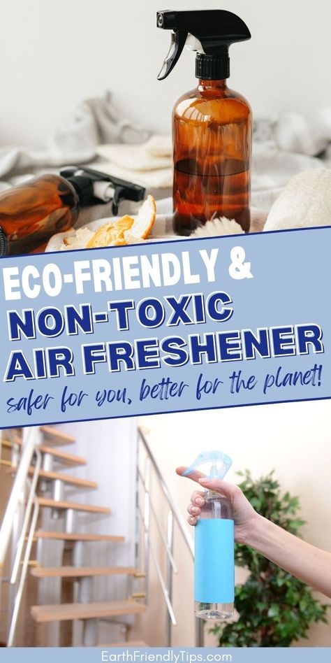 Picture of DIY air freshener and person spraying air freshener in room with text overlay Eco-Friendly and Non-Toxic Air Freshener Safer for You, Better for the Planet Industrial Chic Interior, Minimalist Lifestyle Inspiration, House Smell Good, Eco Friendly Cleaning Products, Home Smell, Natural Cleaning, Zero Waste Living, Smell Amazing, Eco Friendly Living