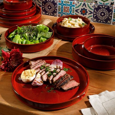 Bloomhouse Santorini Mist 16 Piece Double Bowl Terracotta Reactive Glaze Plates and Bowls Dinnerware Set - Bed Bath & Beyond - 40190569 Terracotta Dinnerware, Casual Dinnerware, Reactive Glaze, Dinnerware Set, Plates And Bowls, Dinnerware Sets, Earthenware, Santorini, Bedding Sets