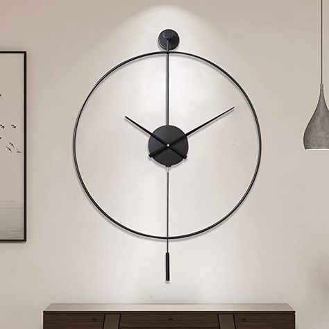 Wall Clock With Pendulum, Large Wall Clock Decor, Clock Decor Ideas, Big Wall Clocks, Living Room Wall Clock, Large Wall Clock Modern, Minimalist Wall Clocks, Decorative Wall Clock, Bedroom Wall Clock