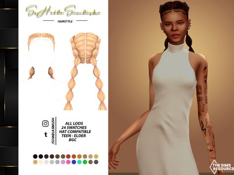 Sims 4 — Braids Bubbles V1 Hairstyle by sehablasimlish — I hope you like it and enjoy it. Sims Download, Masculine Clothing, Cc Shopping, Female Hairstyles, 4 Braids, Sims 4 Black Hair, Cc Hair, Pelo Sims, The Sims 4 Packs