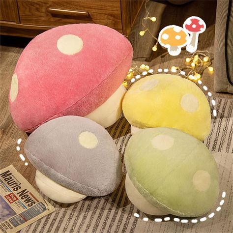 Mushroom Pillow, Mushroom Plush, Stuffed Mushroom, When Youre Feeling Down, Mushroom Head, Cute Mushroom, Colorful Throw Pillows, Head Pillow, Tee Set