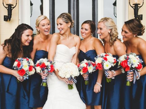 Red White And Blue Wedding, Red White Blue Wedding, July 4th Wedding, White And Blue Wedding, Blue Wedding Ideas, Jersey Shore Wedding, Patriotic Wedding, Wedding Extras, Crystal Wedding Dress