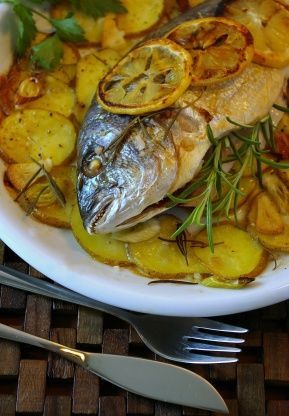 This recipe is based on a very easy one I found in an Italian cookbook called Cucina Italiana. Over the years I have changed this and that and adapt it to may own taste. I love to cook with whole fish. Sea Bream (Orata) has such wonderful flavours, if you cook it in the oven. You wont believe the difference between fillet and a whole fish until you try it. If you can get a whole sea bream, get it. The recipe is very easy, it is alsmost done in a few minutes, but you have to wait until the fis... Egyptian Fish Recipe, Sea Bream Recipes, Baked Whole Fish, Fish Facts, Italian Cookbook, Recipes Fish, I Have Changed, Whole Fish, Sea Bream