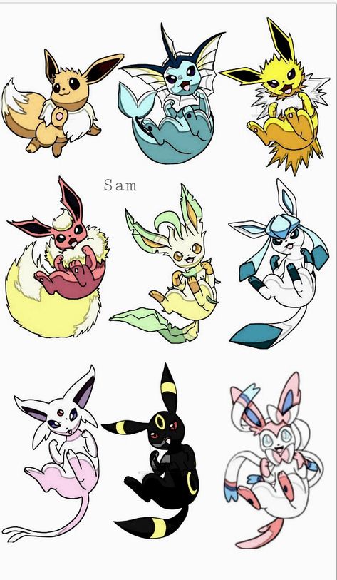 Pokemon Trio, All Eeveelutions, Evoluzioni Eevee, Eevee Cute, Pokemon Umbreon, Pokemon Photo, Pokemon Eeveelutions, Marvel Drawings, Eevee Evolutions