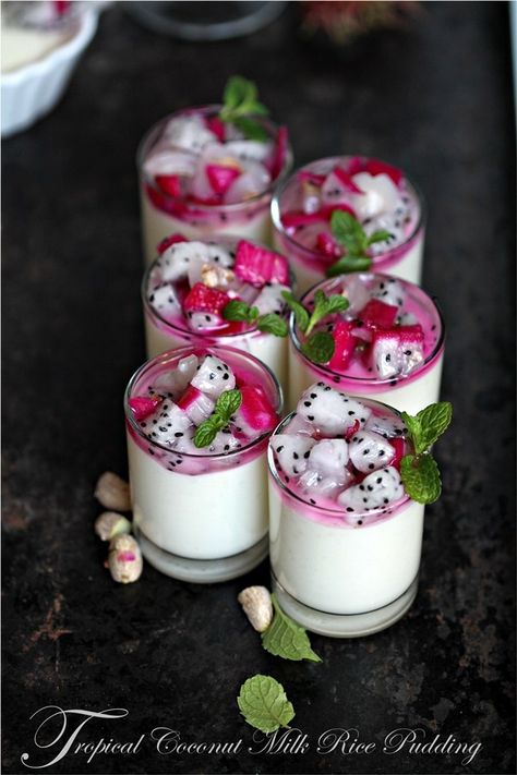 Dragon Fruit Cheesecake Recipes, Coconut Milk Rice Pudding, Milk Rice Pudding, Dragonfruit Recipes, Cooking With Coconut Milk, Coconut Milk Rice, Fruit Cheesecake, Milk Rice, Thanh Long