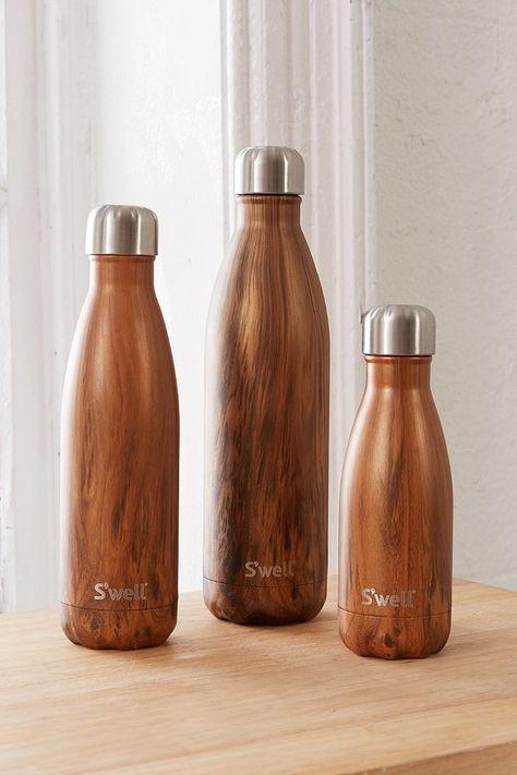 S'well Swell Wood Water Bottle Swell Water Bottle, Swell Bottle, Wooden Cup, Bar Items, Water Bottle Design, Rustic Living, Mixing Bowls, Food Storage Containers, Dinnerware Sets