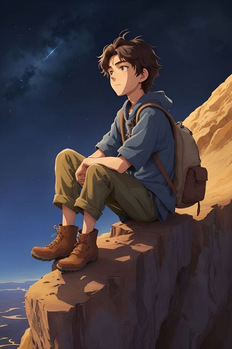 Tomboy Song, Ghibli Art Style, Edge Of A Cliff, Animated Cartoon Characters, Boy Illustration, Cartoon Character Pictures, Cute Cartoon Pictures, Cool Anime Guys, Digital Art Anime