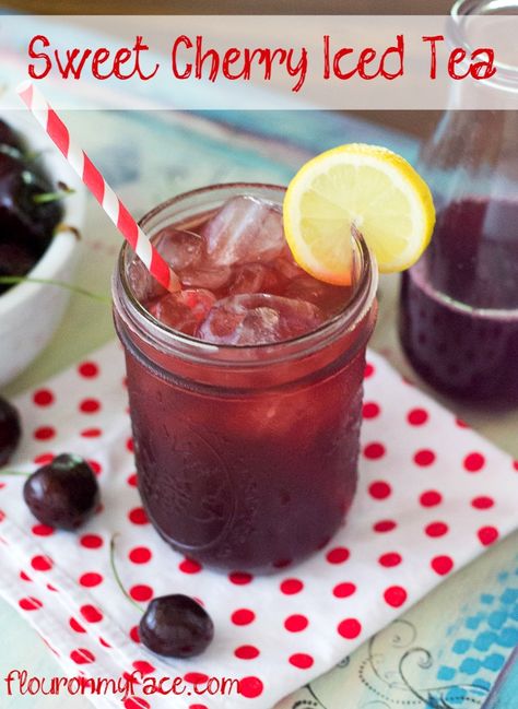 10 Refreshing Flavored Ice Tea Recipes- Sweet Cherry Iced Tea Flavored Tea Recipes, Glace Fruit, Refreshing Recipes, Bowl Of Cherries, Sweet Tea Recipes, Kid Friendly Drinks, Tea Drink Recipes, Iced Tea Recipes, Summer Drink Recipes