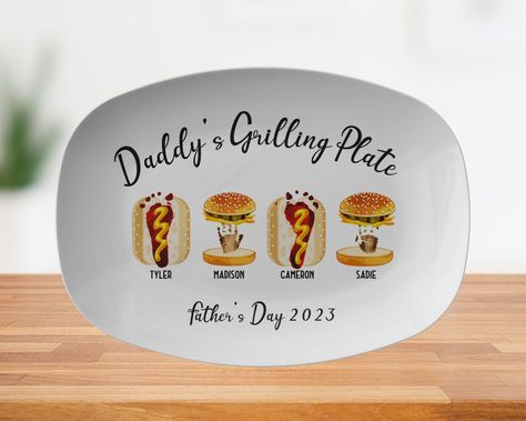 Clay Creations: DIY Pottery Crafts & Molds for Dad This Father's Day Burger Hot Dog, Baby Art Crafts, Baby Art Projects, Plates Diy, Dog Custom, Grill Plate, Personalized Fathers Day Gifts, Custom Plates, Father's Day Diy