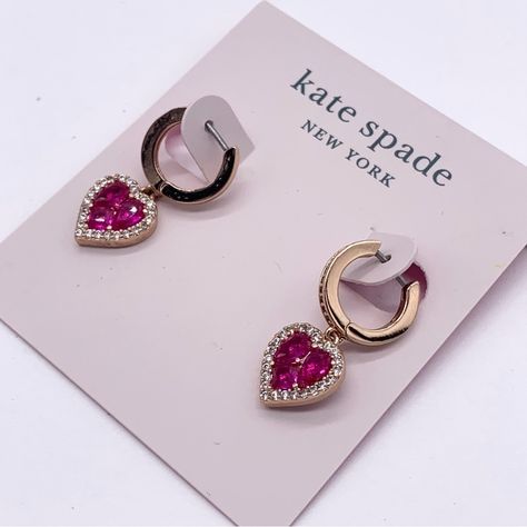 Kate Spade Spell It Out Pink Crystal Heart Earrings Nwt. Measures Approximately 7/8”. Bundle Your Items And Pay Only One Shipping Charge. Lots Of Great Jewelry! 29-0390 Kate Spade Earrings Stud, Kate Spade Bangle, Pearl Earring Set, Crystal Heart Earrings, Enamel Stud Earrings, Kate Spade Earrings, Halo Earrings Studs, Gold Pearl Earrings, Sparkle Earrings