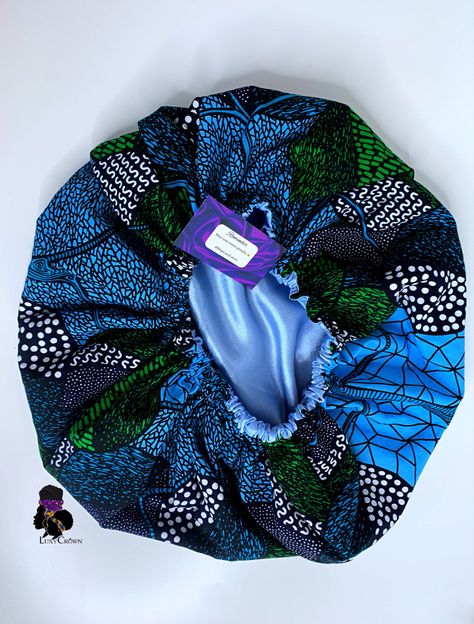 Shop @ShopLuxyCrown on instagram Blue Satin lined reversible ankara bonnet In Small Medium and Large Also available for kids Ankara Bonnet, Black Silk Bonnet, Adjustable Multicolor Bonnet, Luxurious Hair, Blue Satin, Ankara, Baby Car Seats, Hair Accessories, For Kids