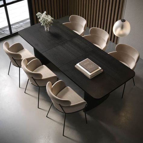 Black Oak Dining Table, Dark Dining Table, Beige Dining Chairs, Natural Oak Dining Table, Furniture 123, Black Kitchen Table, Beige Dining Chair, Extendable Dining Table Set, Modern Dining Furniture