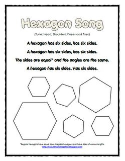 *Lil Country Kindergarten*: What the hexagon is that shape? Hexagon Song {FREEBIE} Hexagon Preschool Activities, Hexagon Shape Preschool, Hexagonal Thinking Activity, Pentagon Hexagon Octagon Worksheet, Song Worksheet, Preschool Shapes, Worksheet For Preschool, Preschool Cooking, Shapes Kindergarten