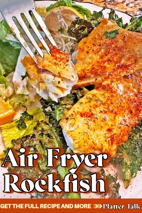 Air fryer rockfish transformed into a crispy, golden dream with a creamy, flavor-packed mayo glaze? Yes, please! This quick and easy air fryer fish recipe takes weeknight fish to a whole new level, leaving you wondering what took you so long to join the air fryer revolution. But don’t worry, even air fryer newbies can master this healthy seafood recipe! | air fryer fish recipes | how to make rockfish | rockfish dinner ideas | rockfish air fryer recipes | air fried rockfish | rockfish meals Air Fryer Red Fish Recipes, Air Fryer Rock Fish, Rock Fish Recipe Healthy, Air Fryer Rockfish Recipes, How To Cook Rockfish Fillet, Grilled Rockfish Recipes, Rock Fish Recipe Air Fryer, Baked Rockfish Recipes, Rockfish Tacos