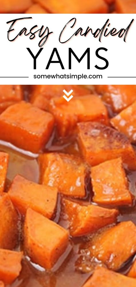 Whip up these candied yams with minimal effort for a delicious Thanksgiving side. Sweet, buttery, and melt-in-your-mouth good, they cook mostly in the oven. Make your holiday table unforgettable with this simple, scrumptious dish. Oven Candied Yams, Simple Candied Yams, Yams Recipe Baked, Canned Yams Recipe Easy, Candied Yams In Oven, Honey Butter Carrots, Easy Candied Yams, Simple Mashed Potatoes, Thanksgiving Yams