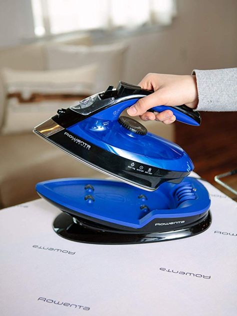 Amazon.com: Rowenta Freemove Cordless Auto Off 400-Holes Stainless Steel Soleplate Steam Iron, Blue: Home & Kitchen Rowenta Iron, Steam Iron Clothes, Steam Clothes, Cordless Iron, Decor Shelves, Tiny Closet, Blue Home, Steam Iron, Fashion Decor