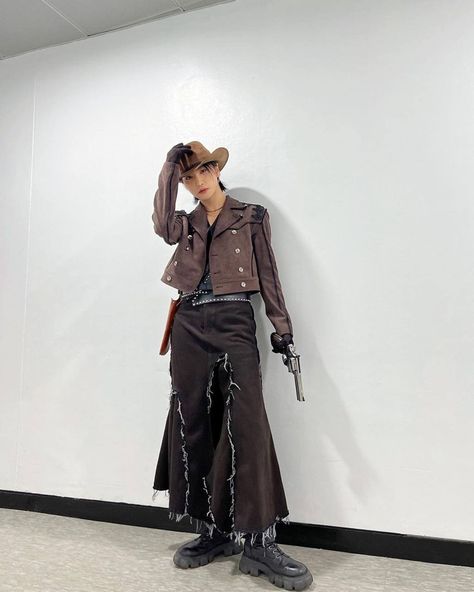 Ateez Cowboy Concert Outfit, Jongho Stage Outfit, Kpop Cowboy Outfit, Ateez Seonghwa Outfit, Ateez Cowboy Outfit, Seonghwa Outfit Inspired, Kpop Cowboy, Ateez Stage Outfit, Ateez Cowboy