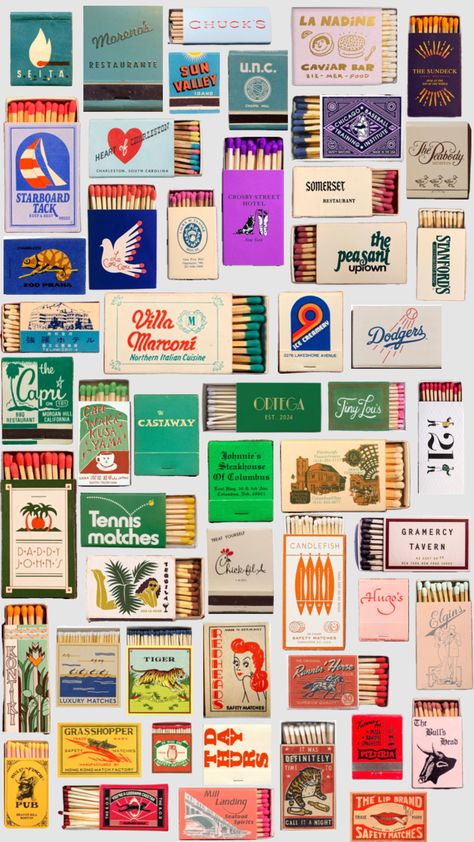 Traditional Tattoo Inspiration, Matchbook Art, Dorm Art, Matchbox Art, Dorm Posters, Summer Scrapbook, Collage Making, Post Stamp, Print Collage