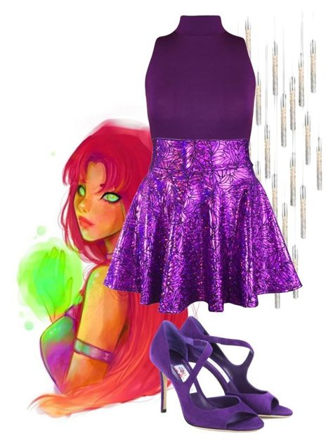 "Starfire" by hazeldazzle ❤ liked on Polyvore featuring Modern Forms, WearAll, Jimmy Choo, hero, magic, TeenTitans, aliens and StarFire Teen Titans Outfits, Batman Outfits, Superhero Villains, Pink Doll, Blackpink Fashion, Character Outfits, Jimmy Choo, Pink And Orange, Blue And Purple