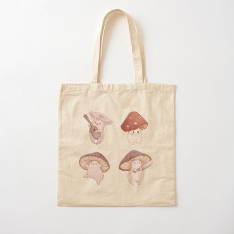 Cute Mushroom, Cute Tote Bags, Cotton Tote Bag, Carry Bag, Glossier Stickers, Carry On Bag, Print Tote, Printed Tote Bags, Cotton Totes