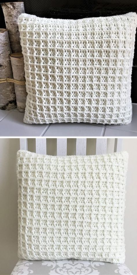 Waffle Stitch Crochet Projects - Free Patterns - Pattern Center Crochet Sofa Pillows Free Pattern, Sofa Pillow Design, Cushion Cover Crochet Pattern, Pillow Case Pattern Crochet, Pillowcase Crochet Pattern, Crochet Duvet Cover Pattern, Crochet Accent Pillow, Crochet Cushion Cover Pattern Free Easy, Cushion Crochet Pattern Free