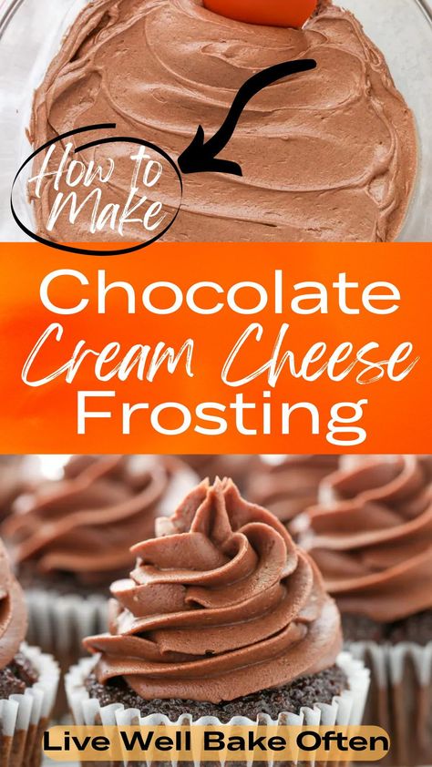 Frugal Baking, Chocolate Cream Cheese Icing, Frosting Chocolate, Icing Recipes, Chocolate Cream Cheese Frosting, Frosting Recipes Easy, Chocolate Frosting Recipes, Chocolate Buttercream Frosting, Cream Cheese Frosting Recipe