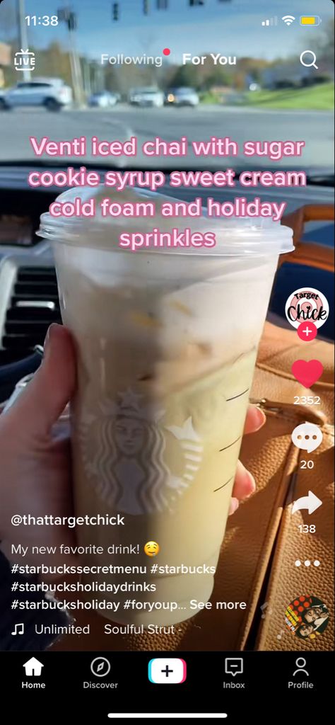 Chai Tea Latte Starbucks, Starbucks Drink Menu, Aesthetic Starbucks, Iced Chai Tea Latte, Starbucks Holiday Drinks, Cold Starbucks Drinks, Secret Starbucks Recipes, Iced Starbucks Drinks, Coffee Recipes Starbucks