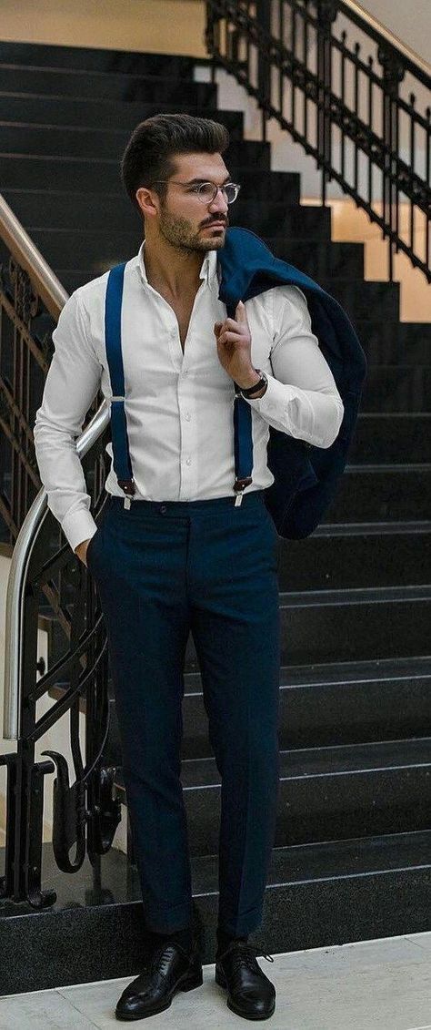 Mens Suspenders Outfit, Suit With Suspenders, Suspenders Men Fashion, Comfortable Mens Dress Shoes, Suspenders Fashion, Suspenders Outfit, Classy Suits, Suspenders Men, Mens Fashion Rugged