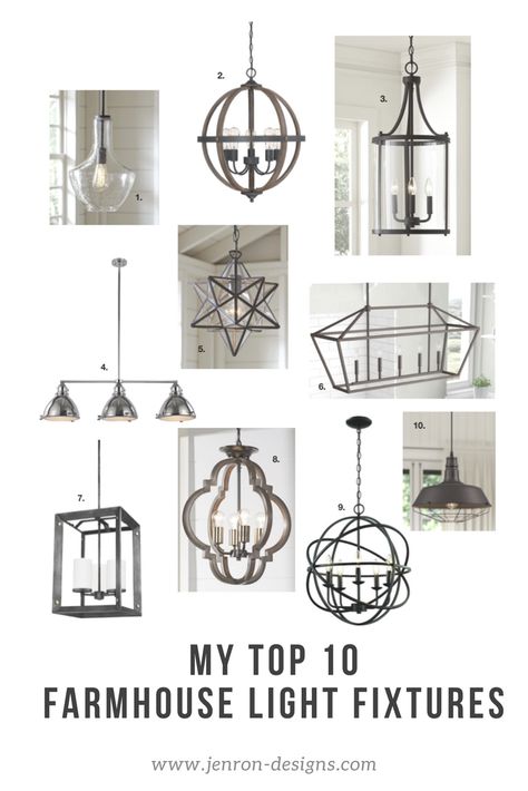 My Top 10 Farmhouse Light Fixtures. Come see how simple light fixture changes can help you see you home in a new light. #lighting #farmhouse #fixerupperstyle #farmhouselights #pendants #rustic #decor #interiordesign #farmhousedesign #famrhousestyle Simple Light Fixtures, Lighting Farmhouse, Farmhouse Style Lighting, Farmhouse Light, Florida Decor, Farmhouse Kitchen Lighting, Vintage Industrial Lighting, Rustic Light Fixtures, Farmhouse Light Fixtures