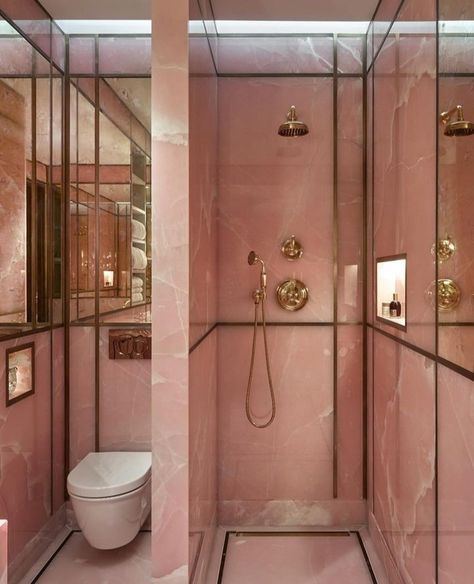 Onyx Bathroom Ideas, Pink Tile Bathroom, Mansions Interior, Architecture Firms, London Interior Design, Architecture Bathroom, London Interior, Primary Bathroom, Bathroom Goals