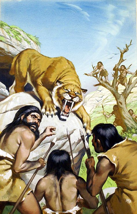 Angus Mcbride, Stone Age People, Carnivorous Animals, Stone Age Art, Paleolithic Era, Prehistoric Man, Canine Drawing, Prehistoric Wildlife, Hunting Art