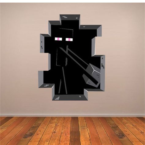 Decor Minecraft, Minecraft Bedroom Decor, Minecraft Enderman, Minecraft Wall, Minecraft Bedroom, Kids Room Decals, Minecraft Room, Minecraft Wallpaper, Reunion Ideas