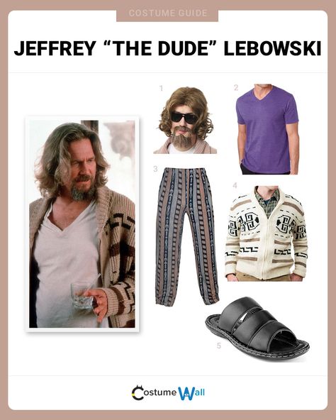 The best costume guide for dressing up like Jeffrey "The Dude" Lebowski, the slacker known for his pot-smoking and love for bowling. Big Lebowski Halloween Costume, The Dude Big Lebowski Costume, The Big Lebowski Costume, The Dude Costume, Dude Lebowski, Big Lebowski Costume, Got Costumes, Costume Guide, Best Costume