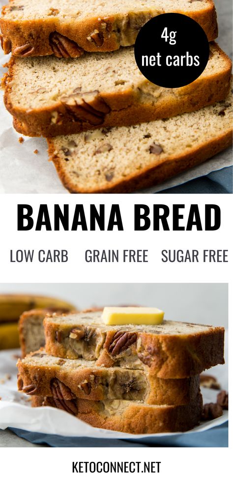 Healthiest Banana Bread, Ketosis Diet For Beginners, Banana Bread Low Carb, Keto Banana, Sugar Free Banana Bread, Keto Banana Bread, Banana Bread Recipe Healthy, Keto Sweets, Ketosis Diet