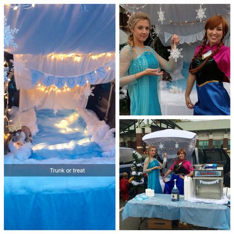 Frozen themed  Trunk or Treat ideas Themed Trunk Or Treat Ideas, Frozen Trunk Or Treat, Monochromatic Bedroom, Trunk Or Treat Ideas, Snow Cone Machine, Cotton Basket, Frozen Themed, Fall Fest, Snow Cone