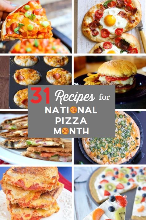 October is National Pizza Month, which is a holiday I can get behind! I've got 31 variations on pizza so you can celebrate every day this month! via @southernsavers Mushroom Pizza Bites, Pizza Variations, National Pizza Month, Almond Flour Pizza Crust, Pizza Monkey Bread, Pizza Soup, Chicken Crust Pizza, Pizza Grilled Cheese, Gluten Free Pizza Crust