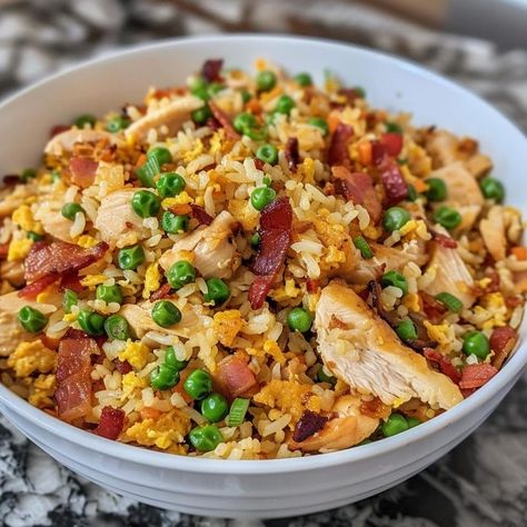 Chicken And Bacon Fried Rice is an easy and quick healthy All Recipes keto dinner ideas recipes that you can cook if you like . In Tasty Recipes blog we got Chicken And Bacon Fried Rice, Bacon Fried Rice Recipe, Bacon Fried Rice, Takeout Recipes, Rice Meals, Baked Beans With Bacon, Breaded Chicken Cutlets, Chicken And Bacon, Chicken Crispy