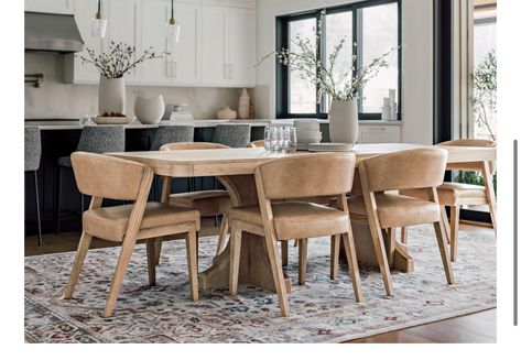 Cream Dining Chairs, Boho Dining Room, Beige Chair, Urban Barn, Extension Dining Table, Dining Room Inspiration, Modern Dining Chairs, Kitchen Chairs, Wood Dining Table