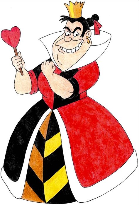 Drawing of the Queen of Hearts from Alice in Wonderland Queen Of Hearts Drawing Easy, Queen Of Hearts Drawing, Hearts Drawing, Alice In Wonderland Pictures, The Queen Of Hearts, Disney Collage, Heart Illustration, Heart Drawing, Red Queen