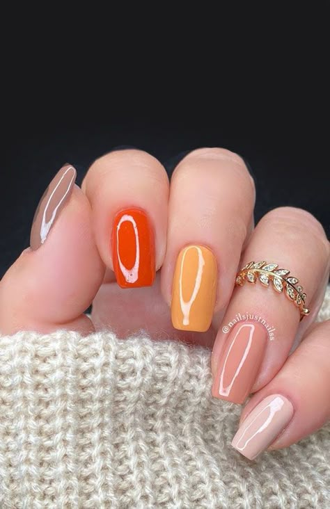 mix and match fall nails, short nails, nail polish colors, autumn nails 2021, fall nail polish colors 2021, nail color trends 2021, popular nail colors 2021,  2021 nail colors by month, trending nail colors 2021 Super Bloom, Fall Nail Polish, Unghie Nail Art, Fall Gel Nails, Cute Nails For Fall, October Nails, Her Nails, Cute Gel Nails, Popular Nails