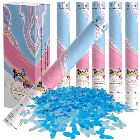 Gender Reveal | Gender reveal confetti cannon | Wedding popper | For LOVE and CONFETT Butterfly Gender Reveal, Confetti Cannon Wedding, Gender Reveal Confetti Cannon, Gender Reveal Poppers, Gender Reveal Confetti, Confetti Cannon, Confetti Gender Reveal, Pregnancy Gender Reveal, Confetti Poppers