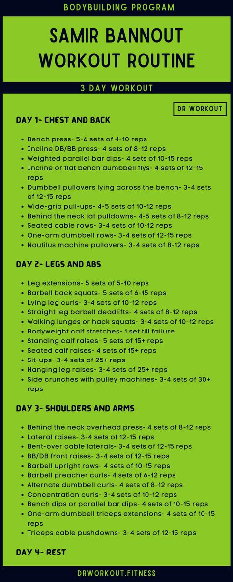 Samir Bannout’s Workout Routine 3 Day Gym Workout Plan Men, 3 Day Split Workout Men, 3 Day Workout Plan Men, Workout Schedule For Men, 4 Day Workout Routine, Full Workout Plan, Samir Bannout, Compound Workout, 3 Day Workout