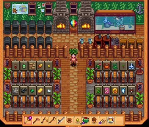 I’m unreasonably proud of my storage shed : StardewValley Storage Shed Sdv, Stardew Valley Shed Storage, Stardew Valley Big Shed Ideas, Stardew Valley Storage Layout, Stardew Big Shed Layout, Stardew Valley Blacksmith Shed, Storage Shed Stardew Valley, Stardew Storage Layout, Sdv Shed Design