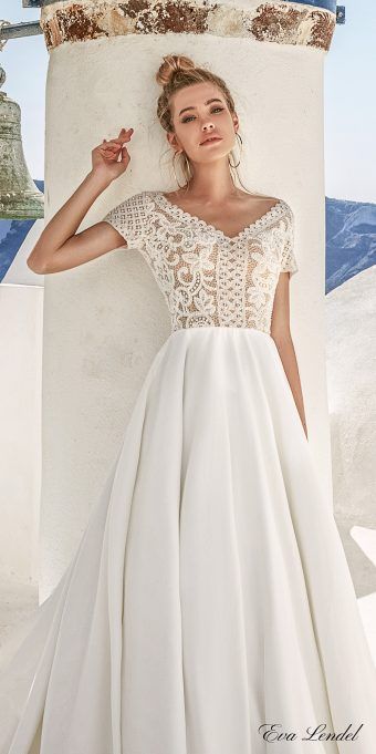 Eva Lendel Wedding Dress Collection 2017 - Sidny 3 Wedding Dress Sheer, Bridal Short, Chic Bridal Gown, Eva Lendel, Royal Train, Sheer Wedding Dress, Aline Wedding Dress, Sophisticated Bride, A Line Wedding Dress