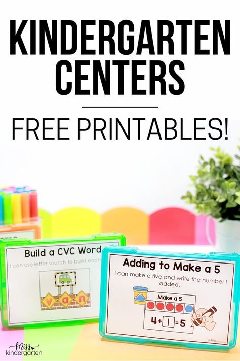 If you're looking for low-prep kindergarten centers for your classroom, be sure to check out this post! I'm sharing six simple math and literacy centers that you can use throughout your daily routine. Click here to take a closer look at these free kindergarten centers. Miss Kindergarten, Literacy Centers Kindergarten, Kindergarten Lesson Plans, Kindergarten Centers, Math Practice, Kindergarten Lessons, Simple Math, Math Practices, Kindergarten Literacy