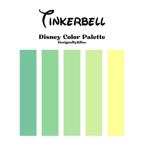 Tinker Bell Color Palette, Disney Princess Bracelet Colors, Dumbo Color Palette, Disney Colors Palette, Tiana Color Palette, Princess Tiana Color Palette, Disney Princess Colors Palette, Disney Color Combos, Tinkerbell Color Palette