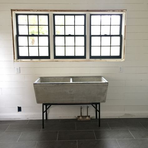 Our New Laundry Room Windows! - Beneath My Heart Modern Farmhouse Laundry, Farm House Laundry Room, Modern Farmhouse Laundry Room, Small Mudroom Ideas, Farmhouse Mudroom, Laundry Room Storage Shelves, Mudroom Flooring, Garage Atelier, Room Storage Diy