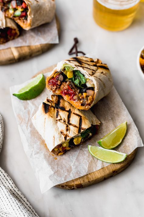 Beef burritos my way | Cravings Journal Beef Burritos, Beef Wraps, Burritos Recipe, Food Menu Design, Roasted Peppers, Refried Beans, Tex Mex, Melted Cheese, Fajitas