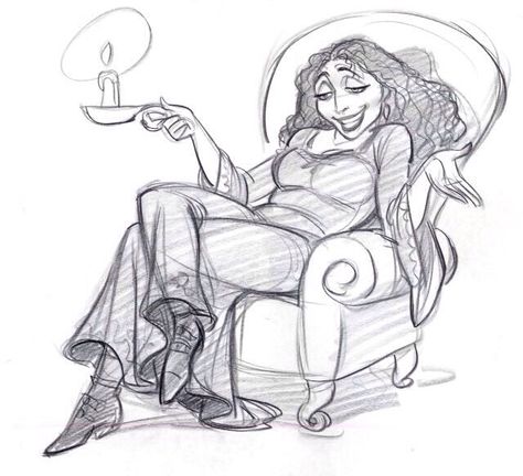 Disney Concept Art - Mother Gothel Pixar Concept Art, Mother Gothel, Glen Keane, Jin Kim, Animation Sketches, Disney Concept Art, Disney Sketches, Concept Art Character, Character Design References