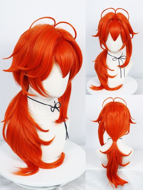 Laranja  Collar  Fibra sintética  Peruca com franja Embellished   Perucas e acessórios Orange Color Hair, Hair Orange, Kawaii Wigs, Orange Accessories, Bangs Wig, Hair Inspiration Long, Anime Wigs, Cosplay Hair, Fantasy Hair